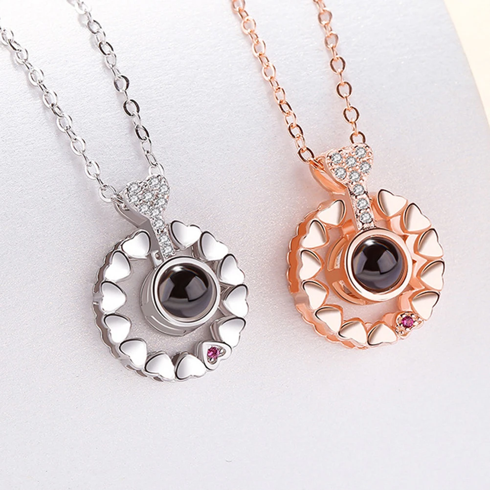 

100 Kinds Rose Gold Necklace Gift for Mom Love Girlfriend Won Necklaces Stainless Steel Chains Women Jewelry Projection