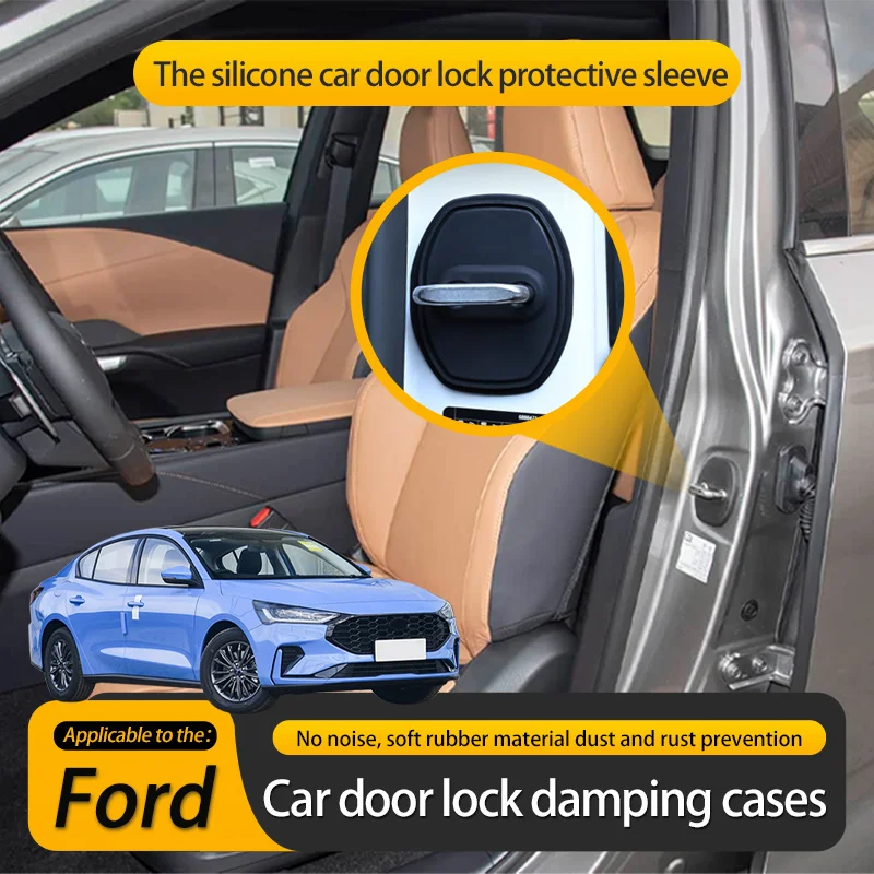Крышка дверного замка автомобиля, защитная пряжка, наклейка для Ford Focus MK2 MK4 MK3 Fiesta Ecosport Mustang Transit, аксессуары