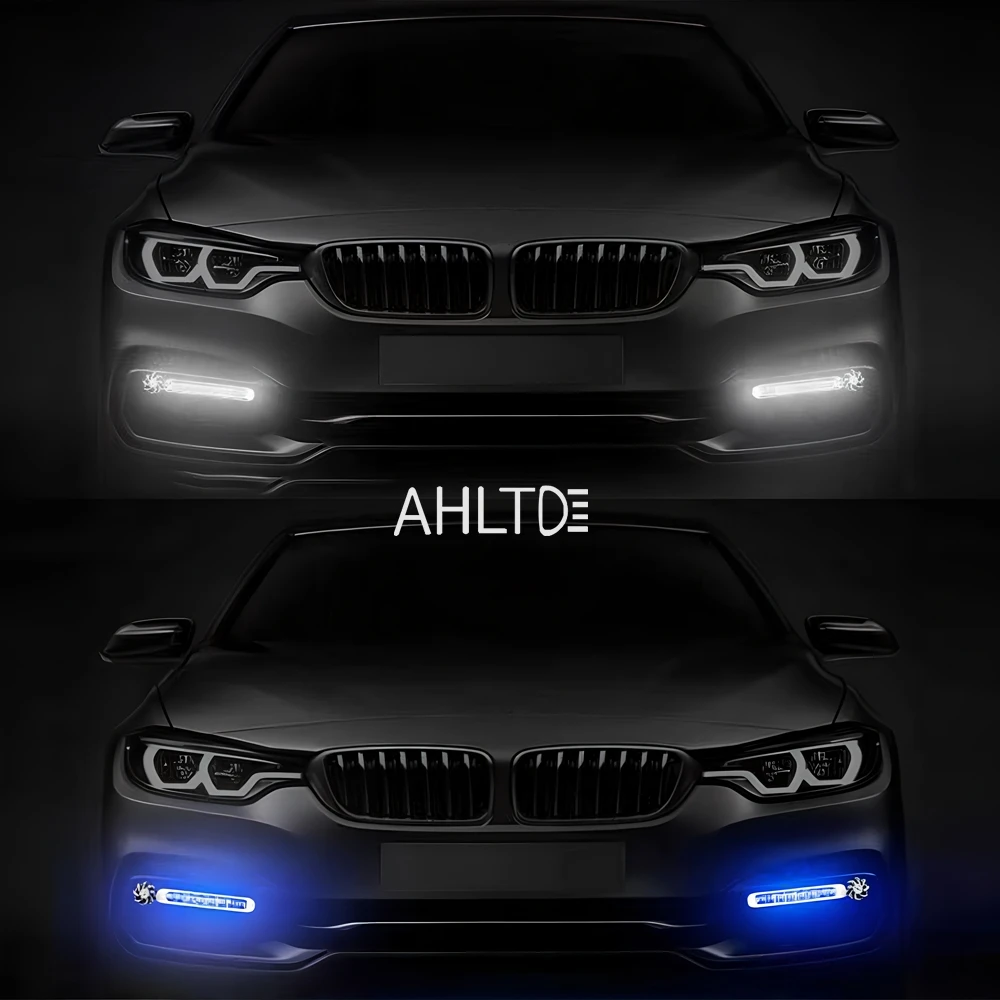 2pcs Wind Powered Car DayTime Running Lights 8LED Rotation Fan Daylight No Need External Power Auto Decorative fog Lamp DRL Led