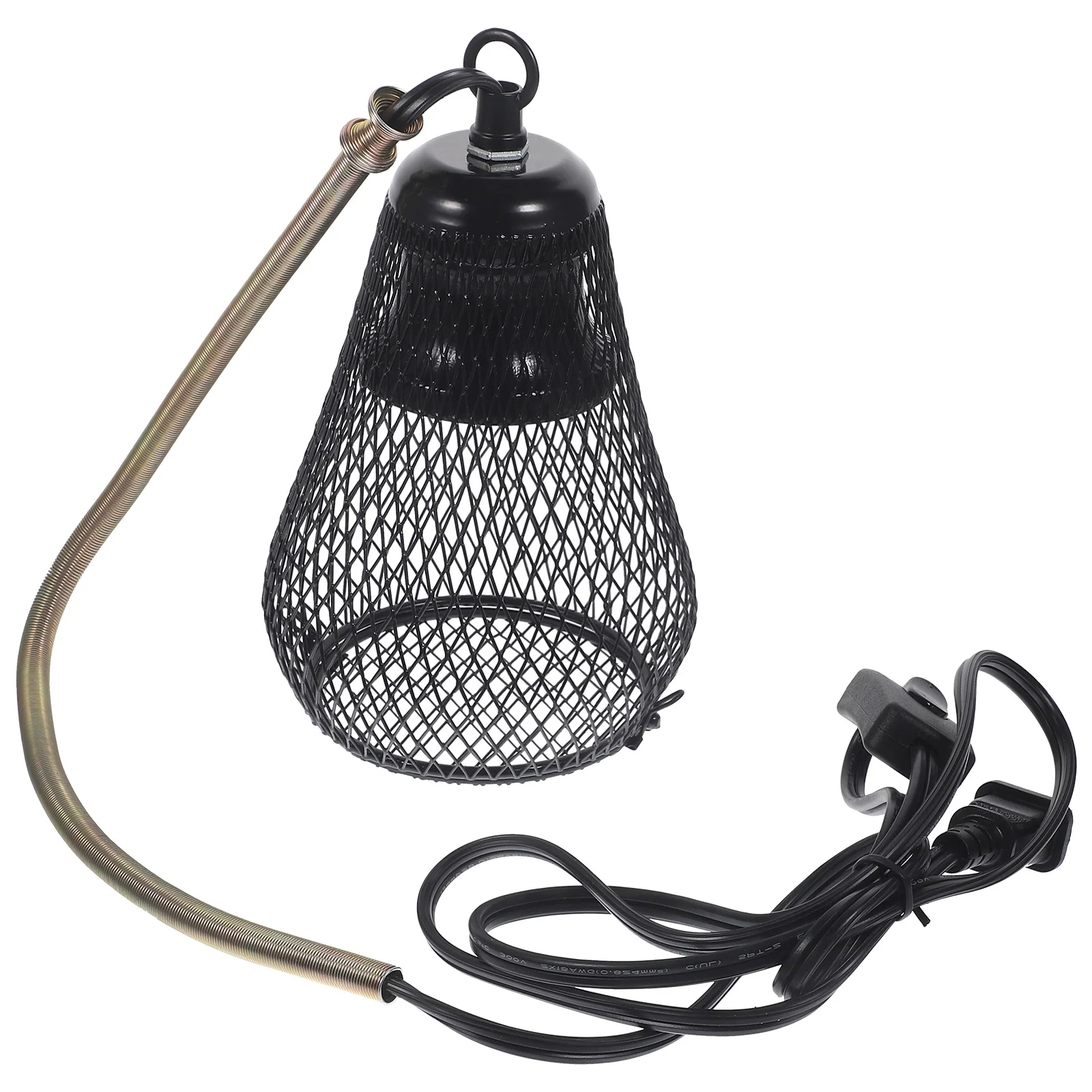 Anti-scald Light Mesh Cover Reptile Heat Lamp Shade Crawler Lampshade Animal with Hook Black Iron Bulb