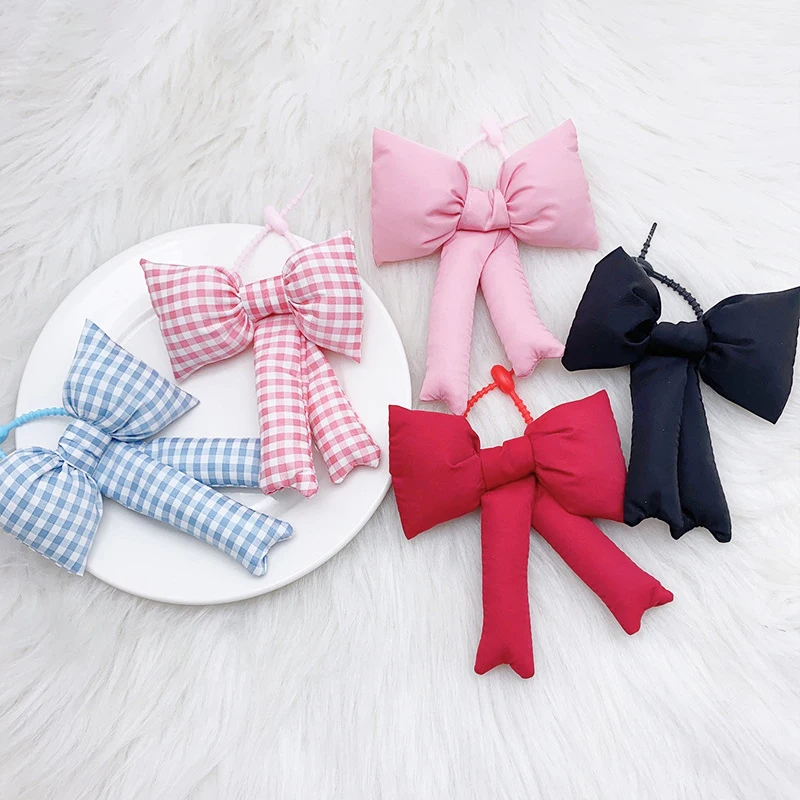 Fashion Checkered Bow Keychain Pendant Solid Color Bow Keychain For Women Girls Cute Sweet Bag Decoration Accessories Gifts