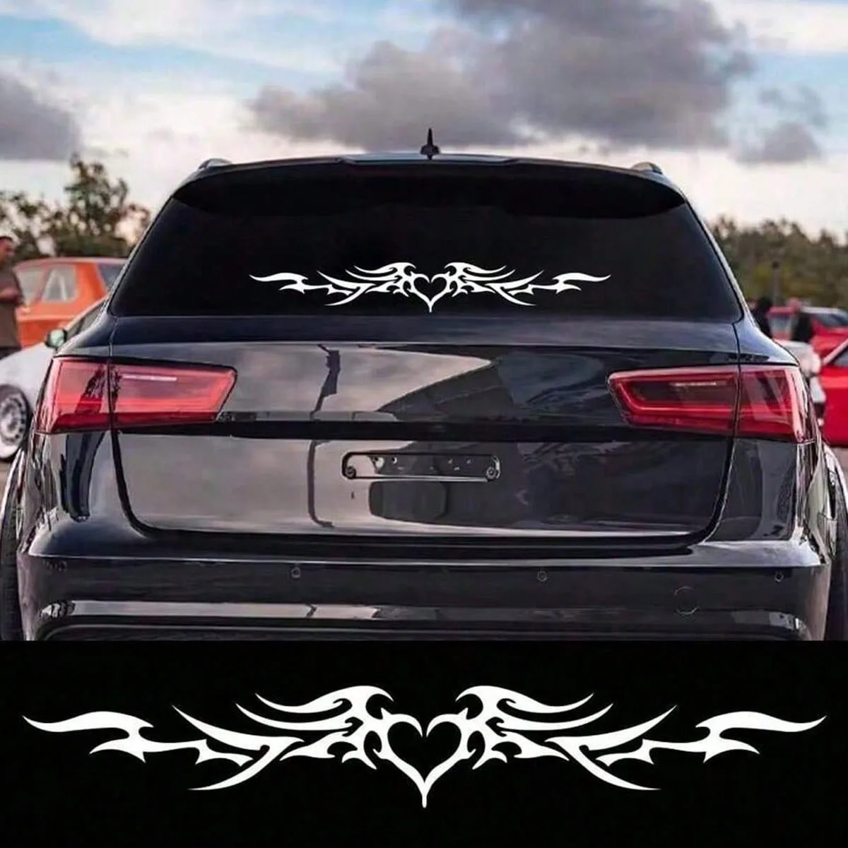 DIY Herzflügel-Aufkleber für Autoscheiben, Fahrzeugdekorationen, Selbstklebende Vinylfolie für den Außenbereich