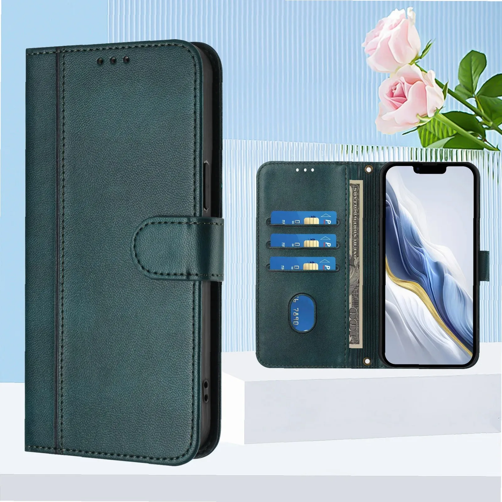 Leather Wallet Flip…