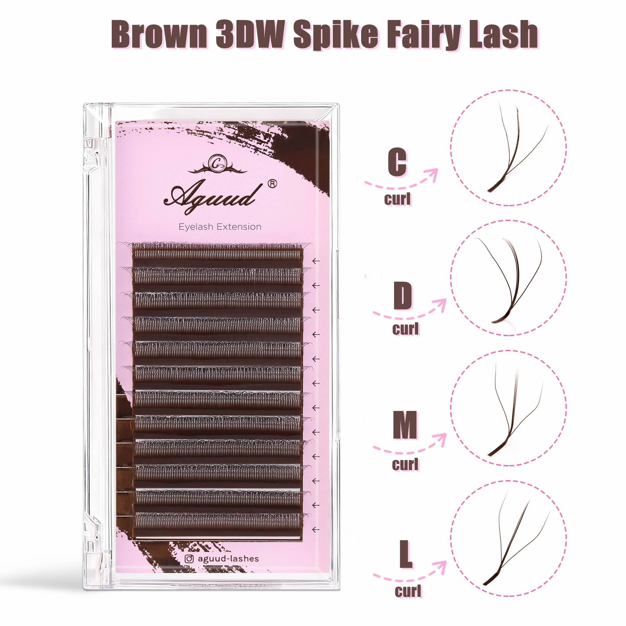 

AGUUD New L M C D Curl W Shape Brown Eyelashes 3D Fairy Sandwich Lashes Extension Bloom Flowering 4D 5D Clover Lashes