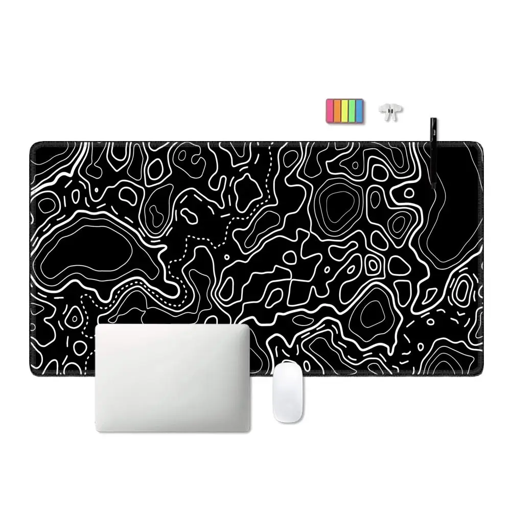 Black and White Gaming Mouse Pad Gamer Mouse Mat Computer Gaming Locking Edge Desk Mat 900x400 Pc Keyboard Big Stripe Mice Pad