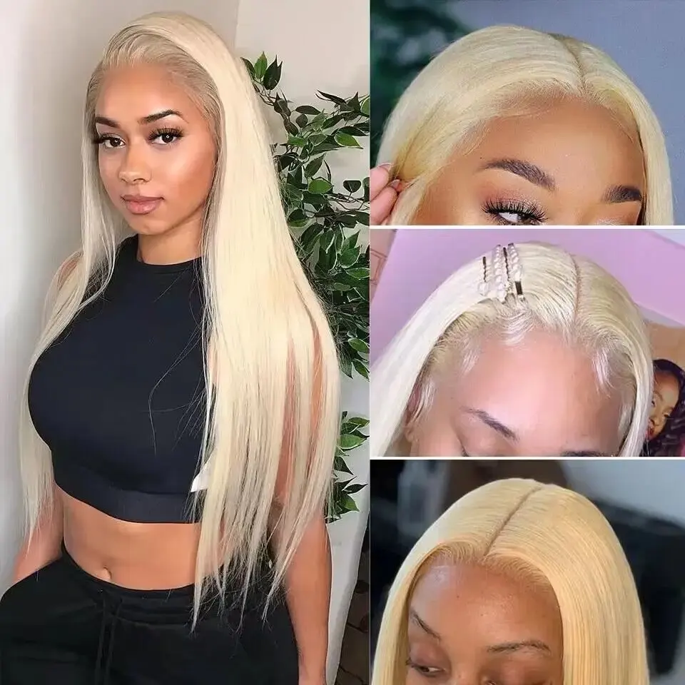 613 Blonde 22 inch 13x6 HD Lace Frontal Wig 13x4 Glueless Human Hair Wigs Straight Pre Bleached Brazilian 150 Density