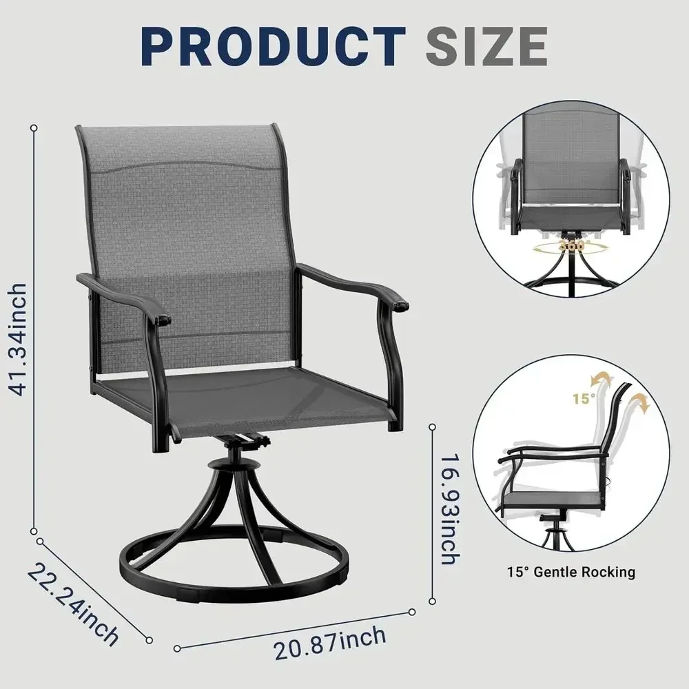 2-Piece Rotating Outdoor Dining Chairs, Perfect for Patio, Garden, Deck, and Backyard (Also Available in 5-Piece Set)