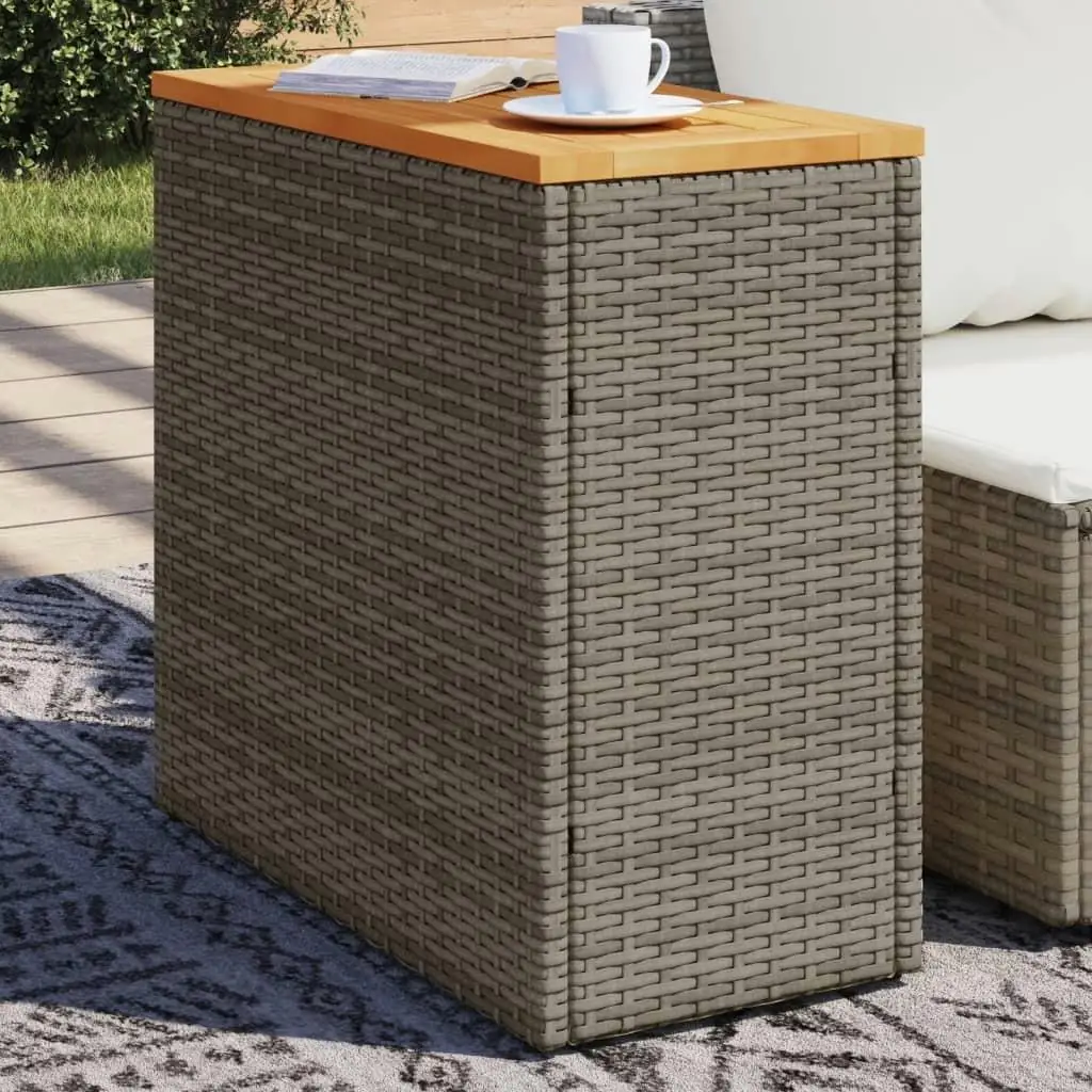 

Garden Side Table Grey Poly Rattan Compact Sturdy Design