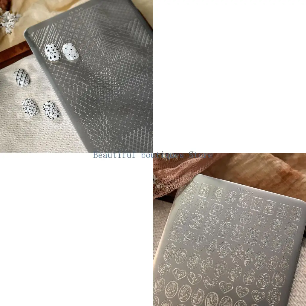 U4LF Elegant Nail Art Stamping Plate Stainless Steel Nail Stencil Plate Tulips Themed for Nail Decorations and Family Fun