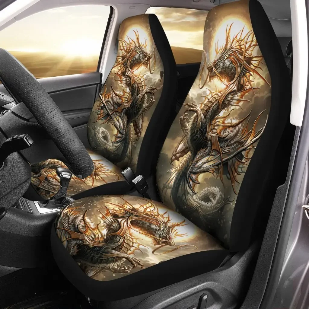 Dragon Car Seat Covers Custom Dark Fantasy Art,Pack of 2 Universal Front Seat Protective Cover