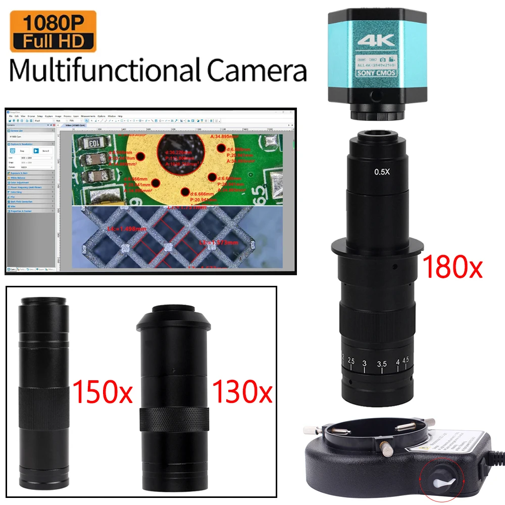 Câmera de Microscópio Industrial com Interface Usb-c Hdmi Reparo de Solda Chips Sony 4k 48mp 8