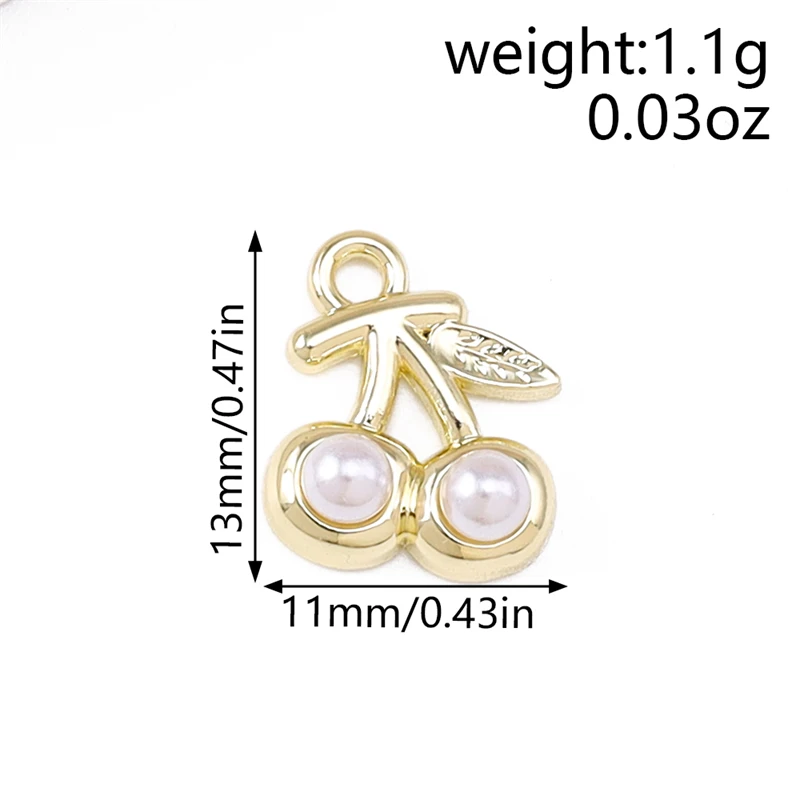 5 Stück 11x13mm Niedliche Mini-Kristall-Metall-Frucht-Kirsch-Anhänger für Schmuckherstellung, Halsketten, Ohrringe, Armbänder, DIY-Bastelgeschenk – Detail 1