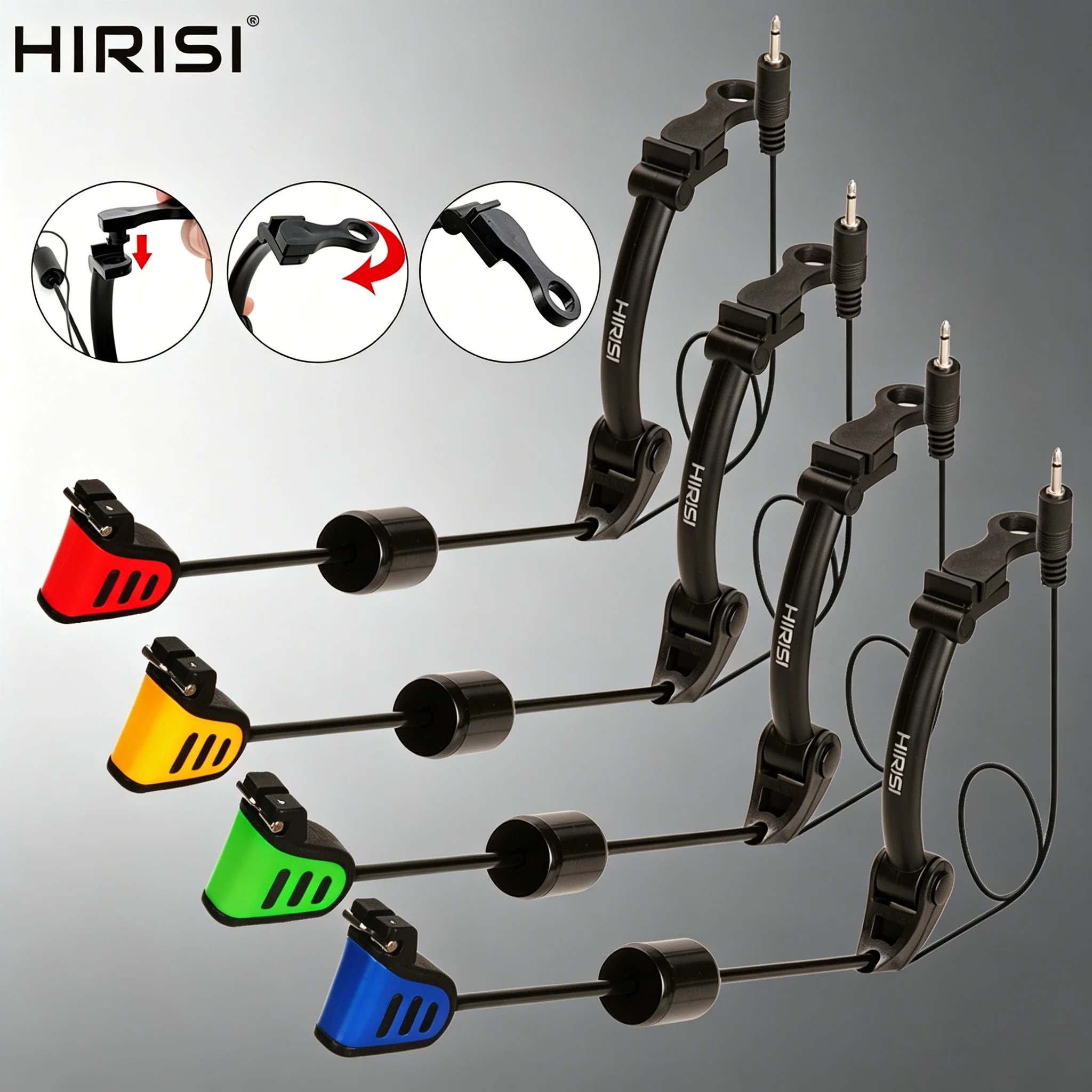 Hirisi 4pcs Carp Fishing Swingers Bite Alarm Indicators 4 Colors Bobbins Hangers for Carp Fishing Tackle B2050