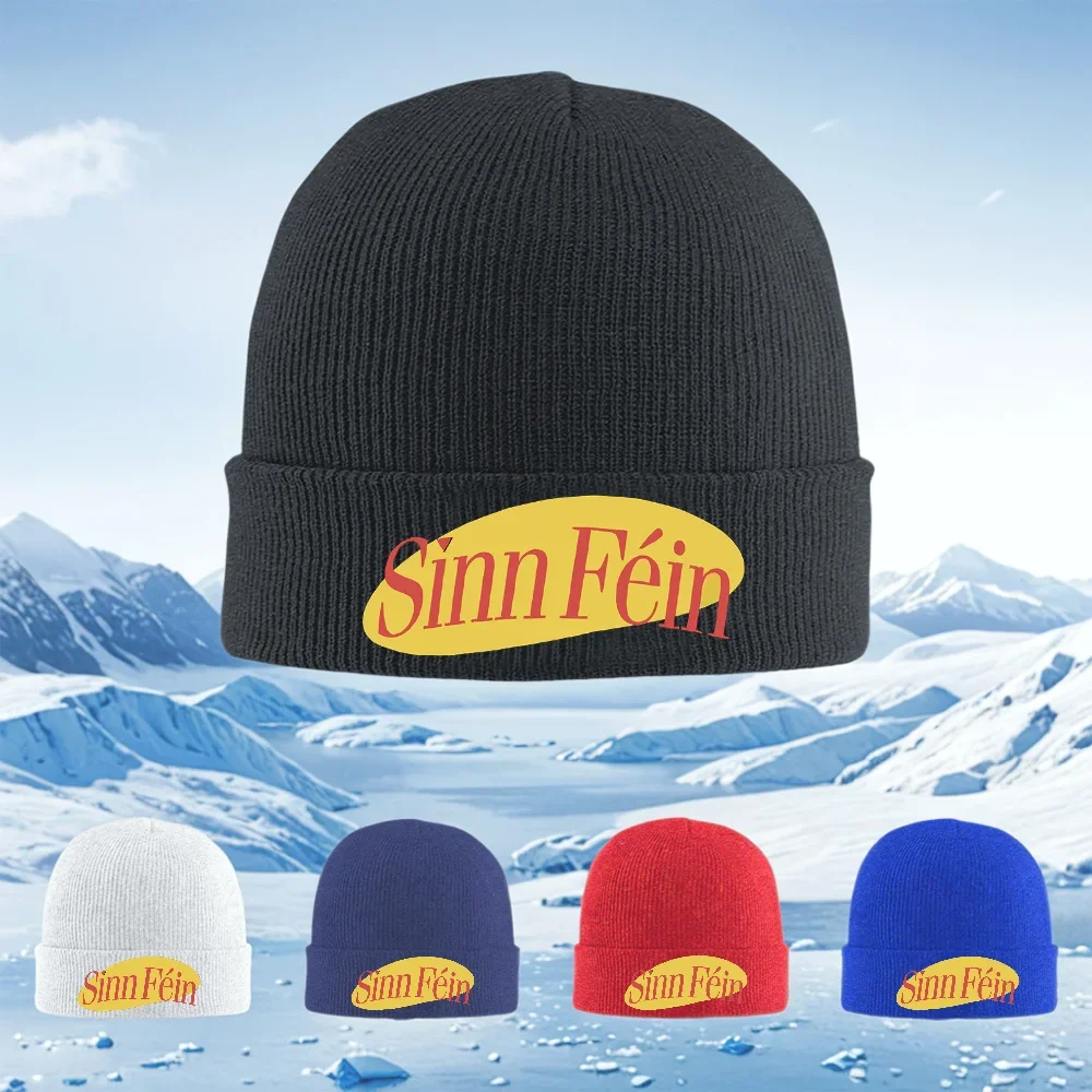 Palabras rojas fondo amarillo espacio negro Hombres Mujeres Gorro de punto unisex Gorro Jersey Gorro Invierno Térmico Cálido Nav