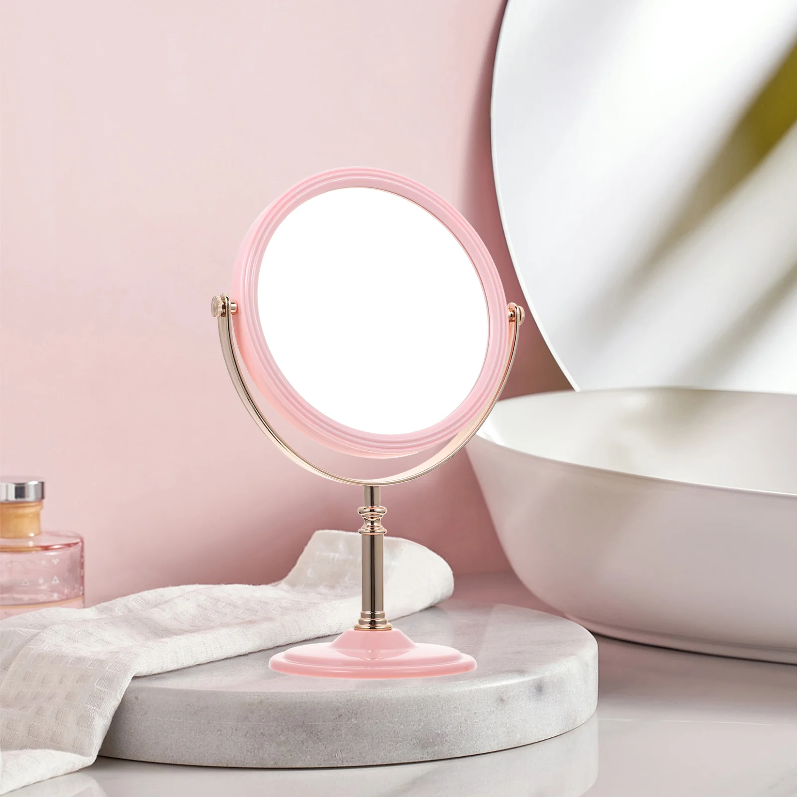

European Style Round Desktop Double-Sided Makeup Mirror Durable Household Vanity Mirror Clear Hd Makeup Supply