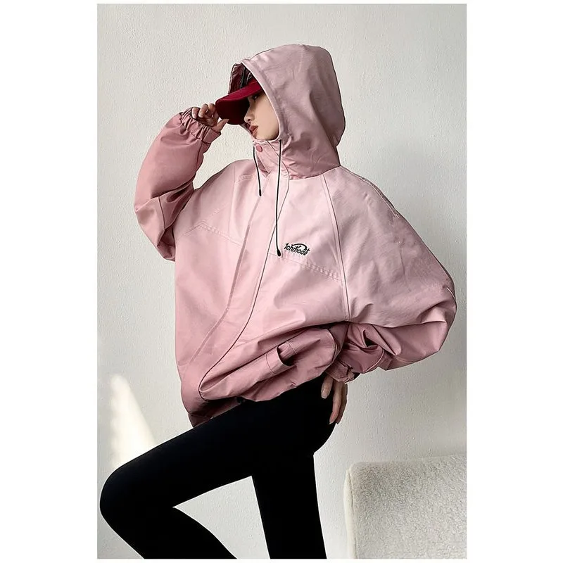 Nieuwe Roze Y 2K Retro Jack Vrouwen Lente En Zomer Dunne Koreaanse Mode Streetwear Gradiënt Buiten Vrijetijdsjas Met Capuchon Zonnebrandjas