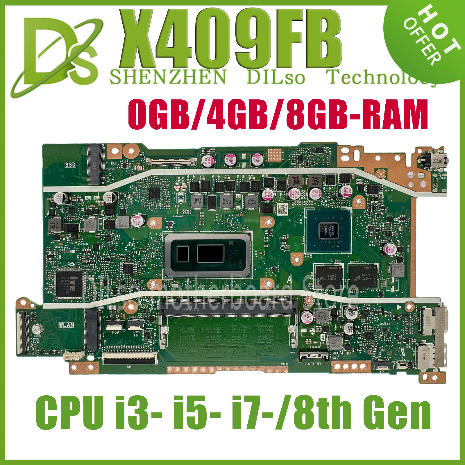 

KEFU X409FB Mainboard For Vivobook X509FB X509FL X409F X409FJ X509FA X409FA Laptop Motherboard W/I3-I5-I7/8th 0GB/4GB/8GB UMA