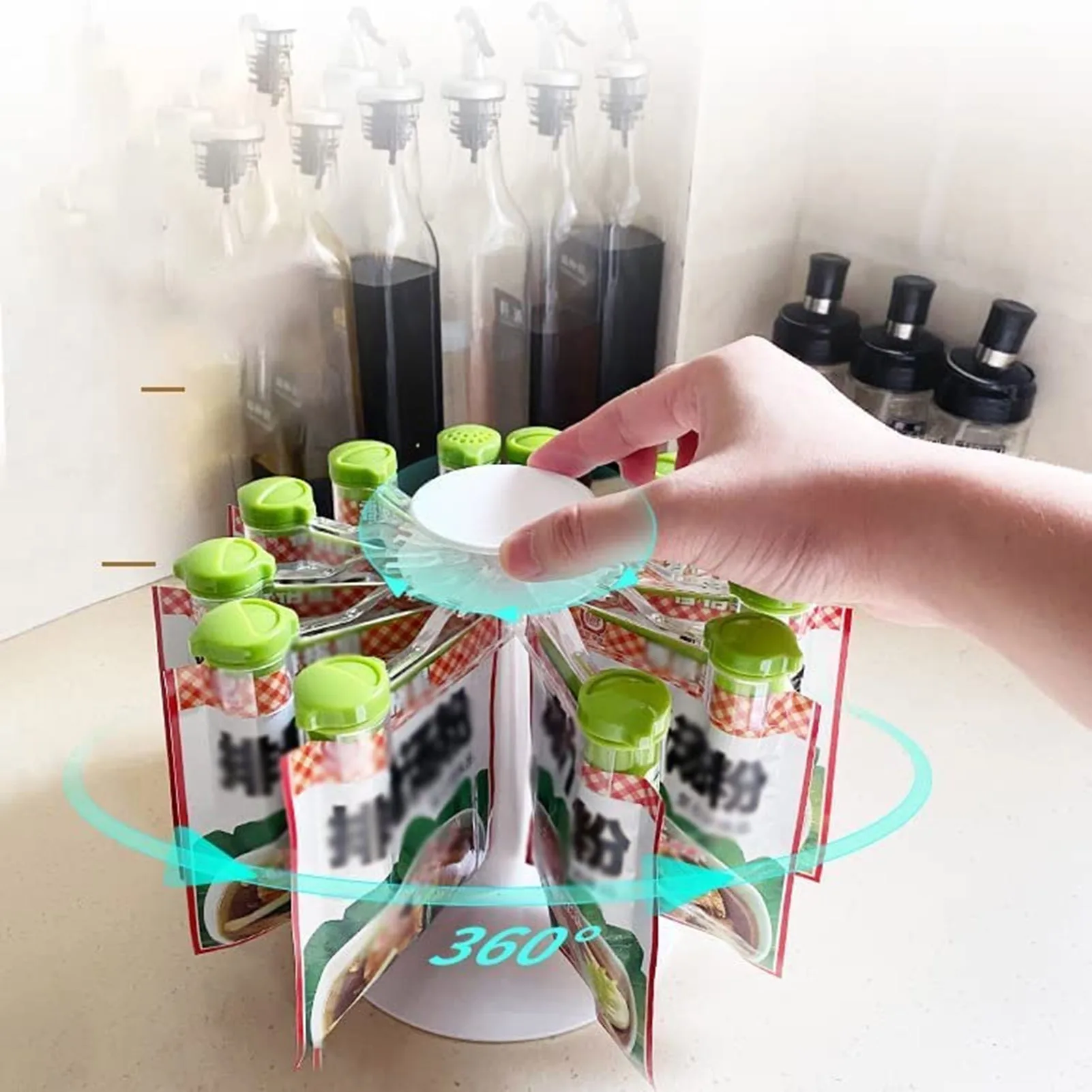 Spice Rack Organizer Wall Cabinet Door Hanging Punch-Free Wall-Mounted Spice Bag Holder Set Storage Gripper Kitchen Accessories