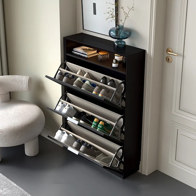 Painted ultra-thin shoe cabinet household door cream style foyer entrance extremely narrow flip bucket entrance cabinet