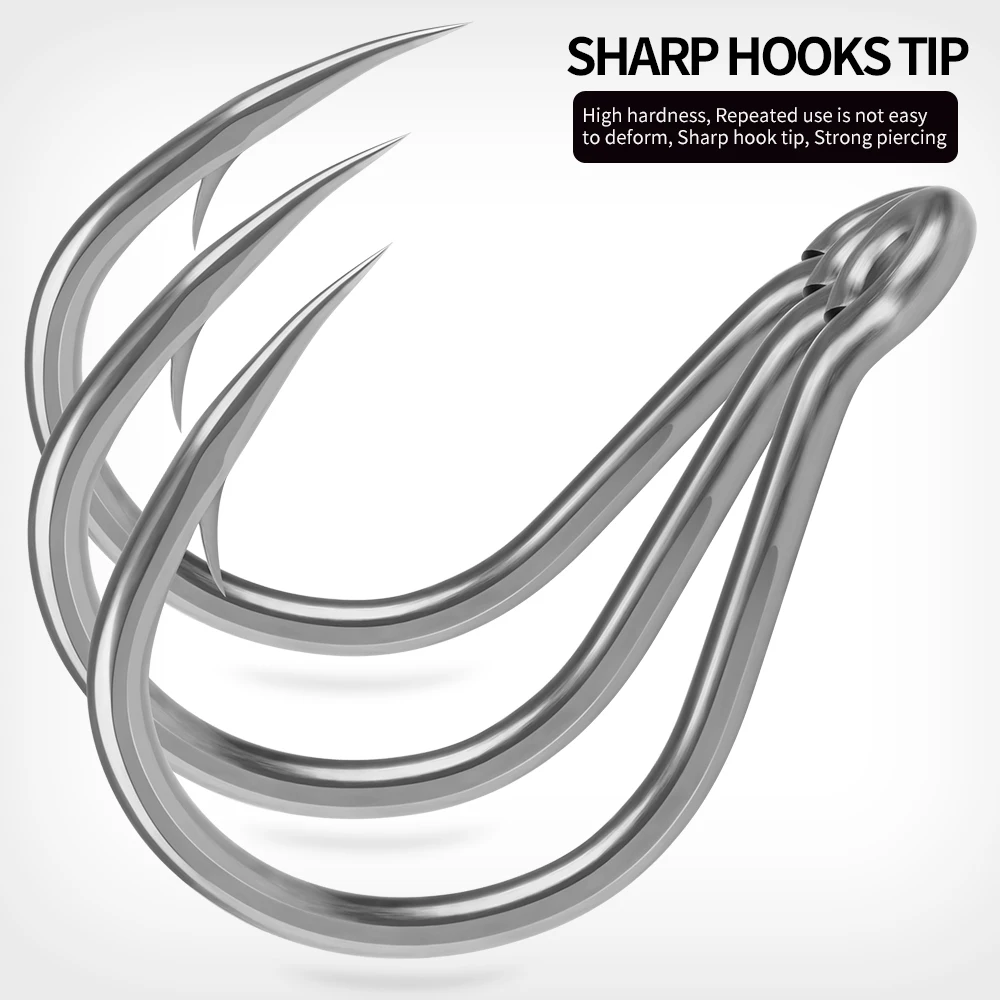 10pcs PROBEROS High Carbon Steel Heavy Duty Hooks,Reinforced Sharp Hooks,Super Strong Deep Big Game Saltwater Jigging Hooks
