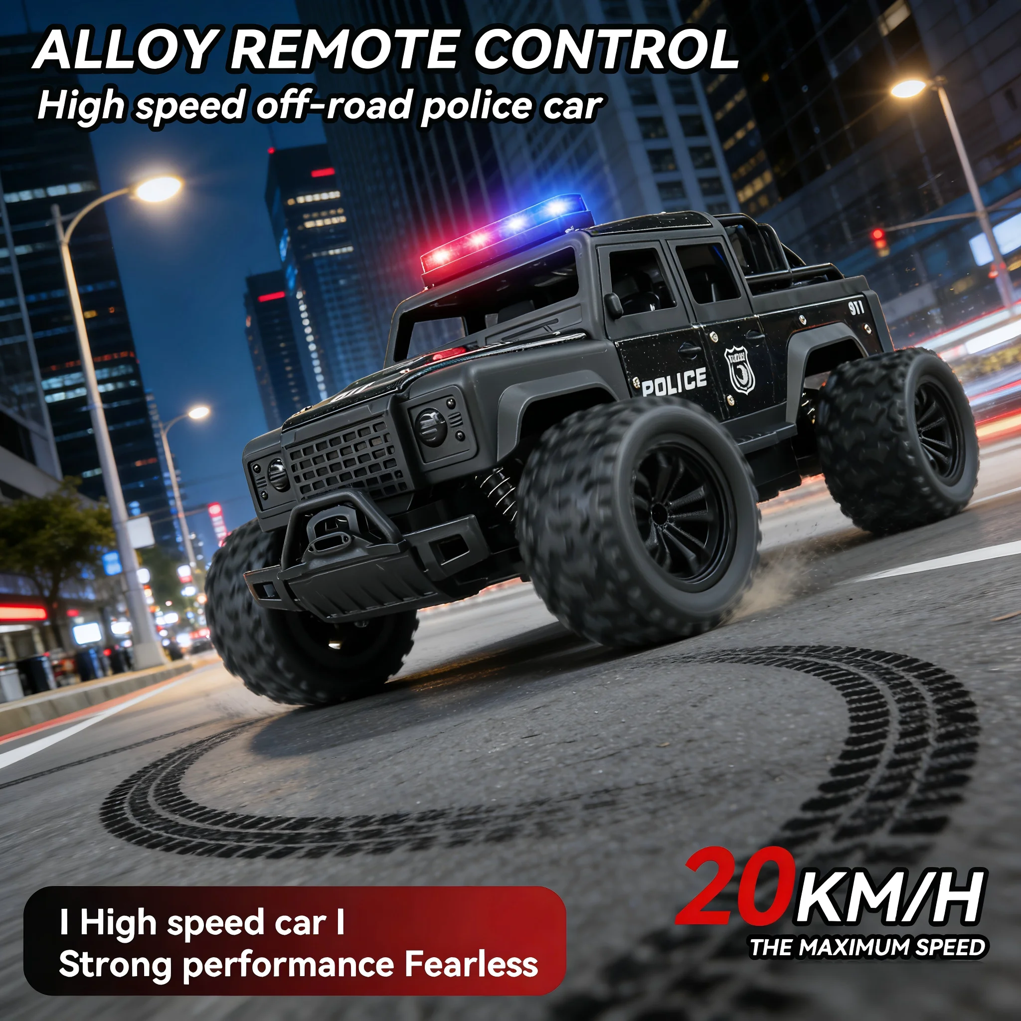 Outdoor Lighting Under Eaves - 1:16 Alloy High-Speed Off-Road Police RC