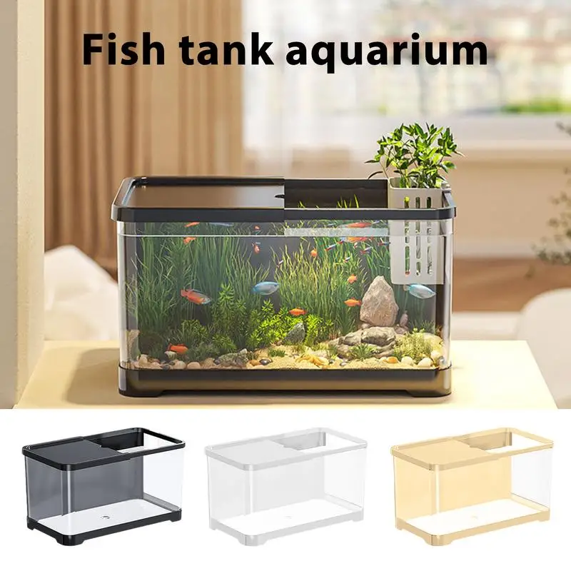 

Decorative saltwater aquarium kit Creative fish tank with basket Multifunctional fish tank desktop ecological goldfish aquarium