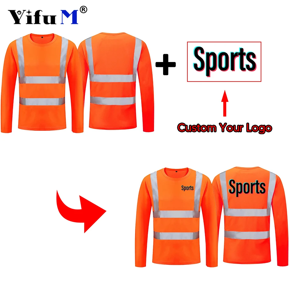 DIY Outdoor Shirt Fluorescent High Visibility Safety Work Shirt Breathable Work T Shirt Reflective Vest Tops Quick Dry Summer