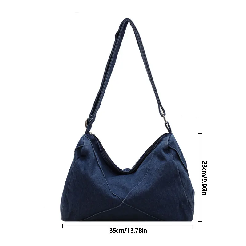 1pc Denim Crossbody Bag Female Literary Style College Students Casual Canvas Bag Large Capacity Lazy Wind Shoulder Bag