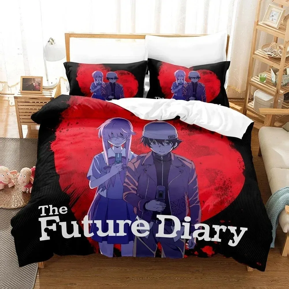 New 3D Printed Anime Bed Sheet Future Diaries Mirai Nikki Bedding Set Single Twin Full Queen King Size Bed Set Adult Kid Bedroom