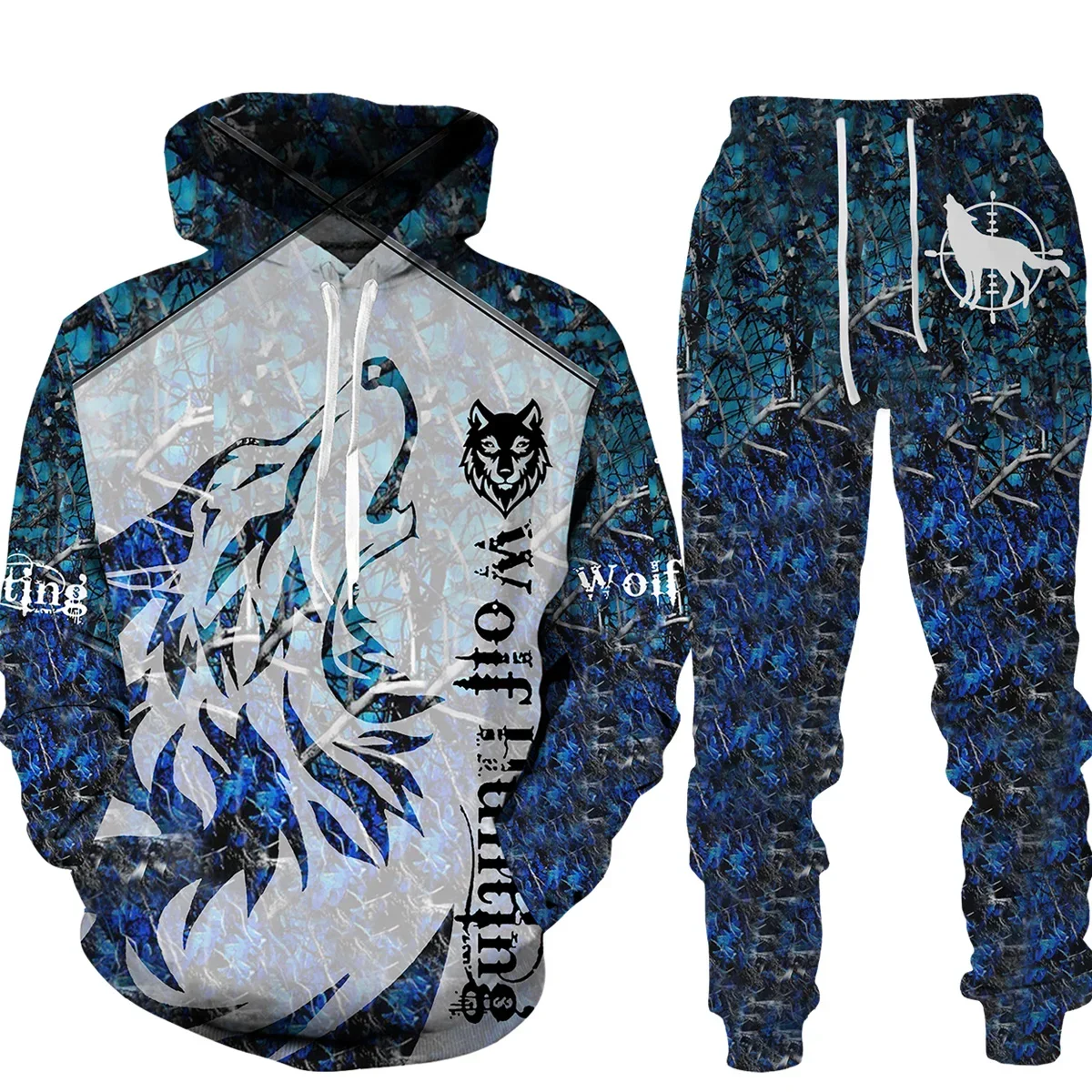 Winter Autumn New Wolf Animal Tiger Pattern 3D Print Tracksuit Hoodie Suit Men High-quality Clothing Oversize Streetwear Fashion