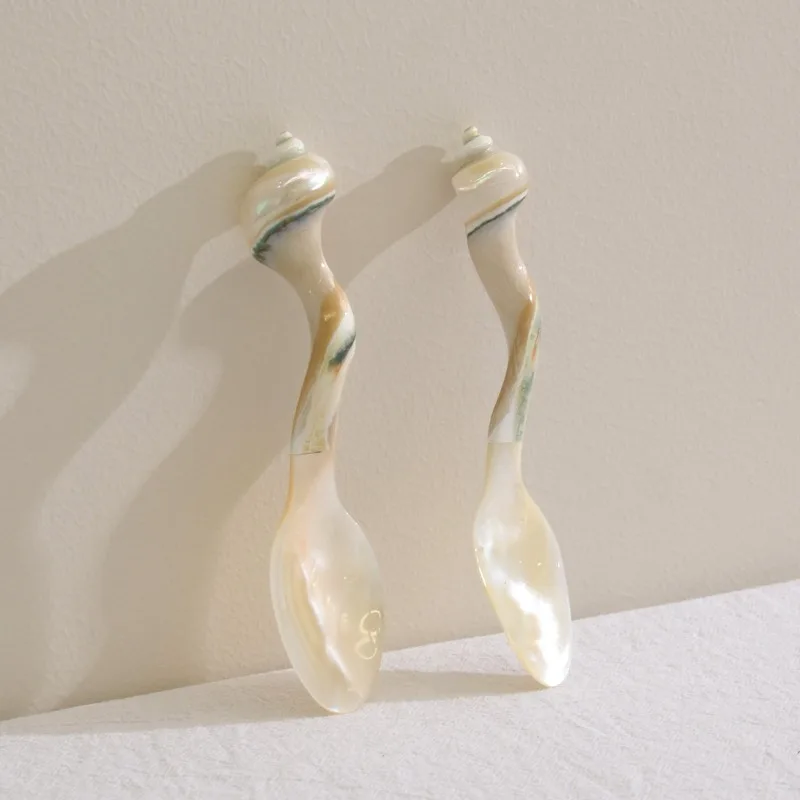 Nordic Natural Conch Spoon Ornaments Living Room Kitchen Dining Table Dining Room Coffee Spoon Meal Spoon Crafts Birthday Gifts