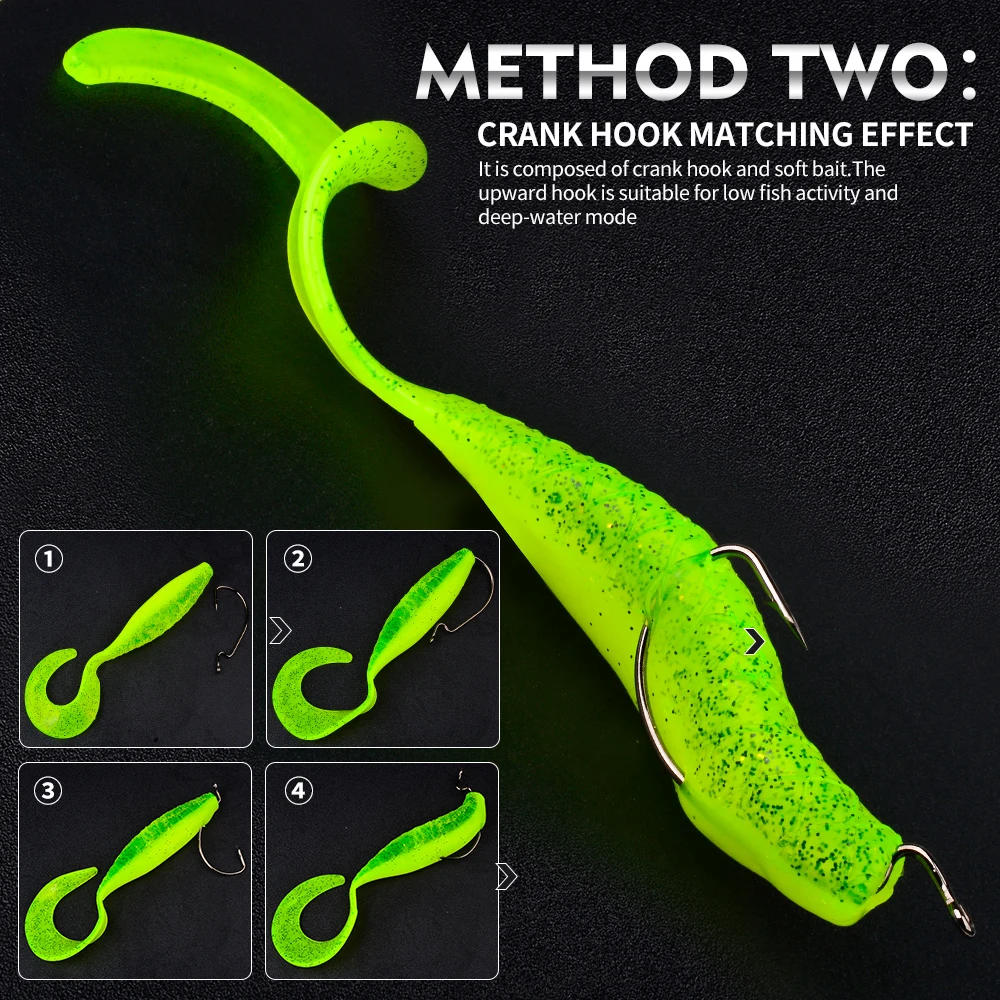 PROBEROS Weicher Kunststoff-T-Schwanz-Fischköder, 2 Stück/Beutel, künstlicher, stromlinienförmiger, fischförmiger Schwimmköder, 16 cm – 23,4 g, Barracuda-Fischköder – Detail 11