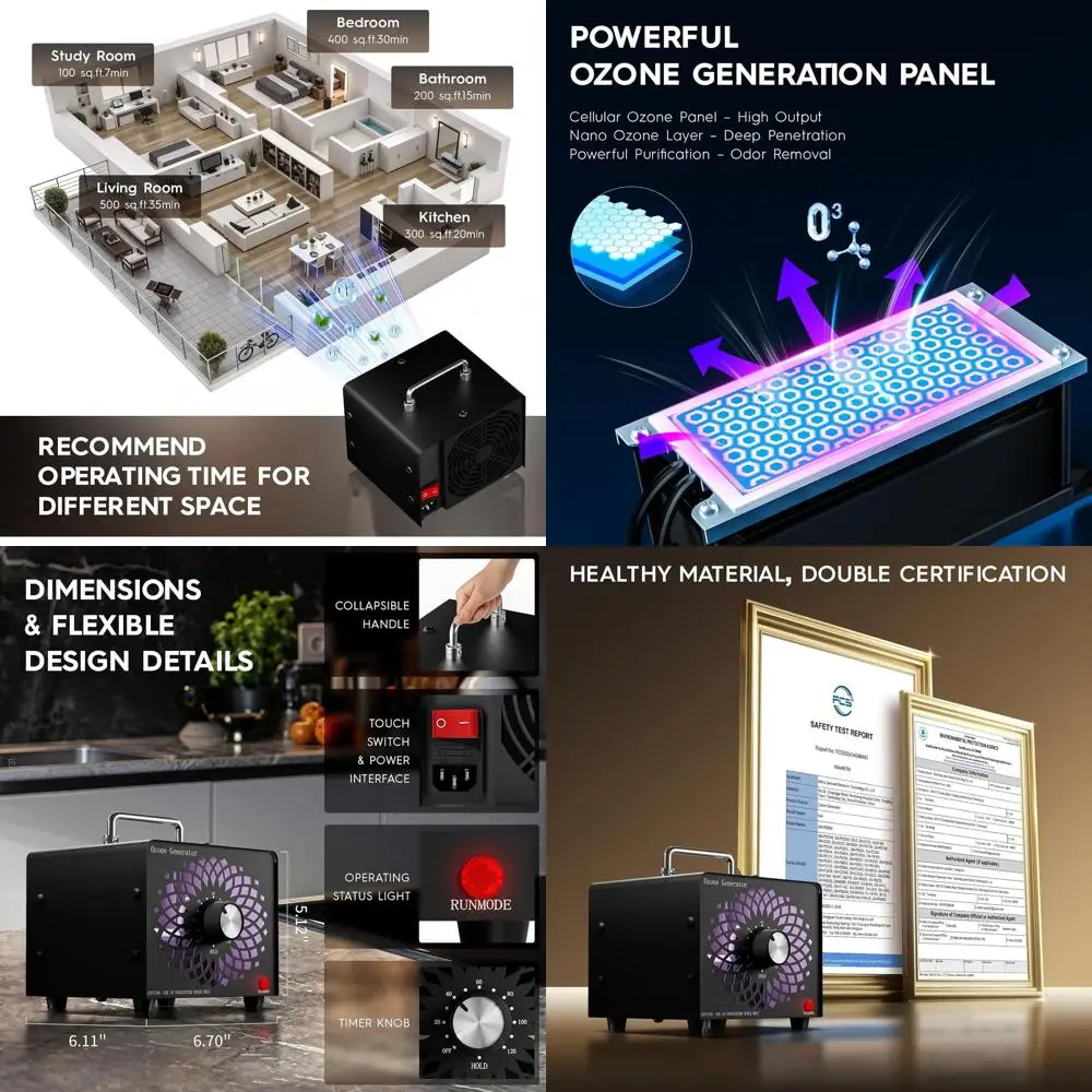 

Усовершенствованный генератор озона для эффективного устранения запахов на площади 6000 кв. футов. Фут. Пространства, идеально подходящие для автомобилей, домов и зон для домашних животных