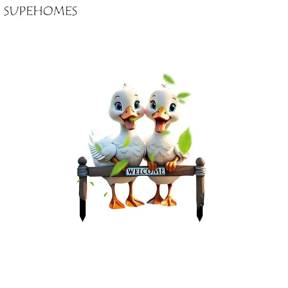 

Micro Landscapes Decoration Acrylic Duck Garden Pile 2D Cute Garden Floor Plugs Cartoon Waterproof Garden Stake Balcony Layout
