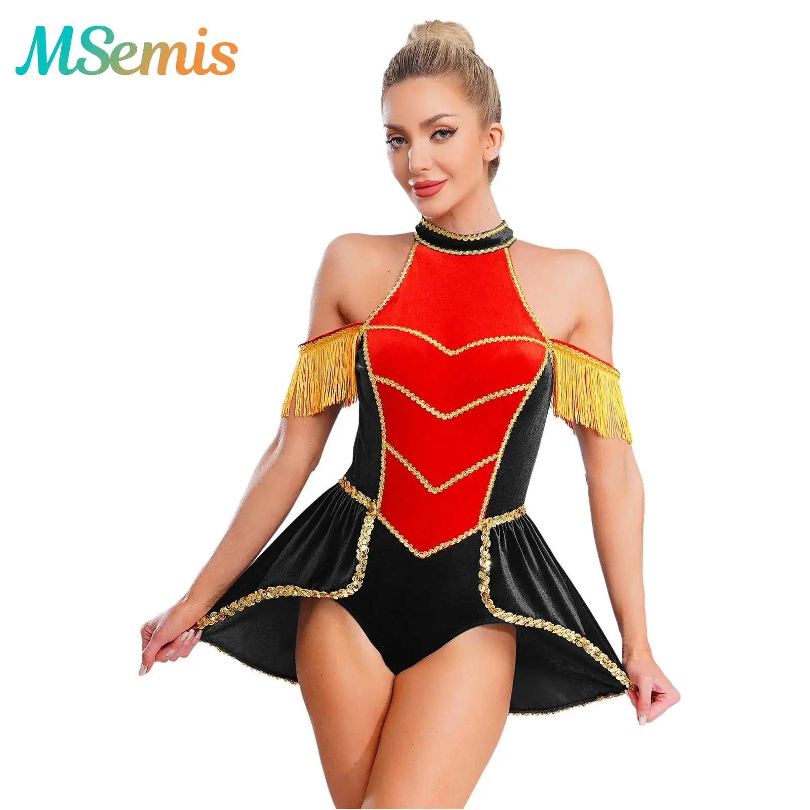

Womens Circus Ringmaster Drummer Marching Band Cosplay Costume Swallowtail Halloween Themed Party Lion Tamer Master Jumpsuit