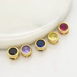 6*6mm Mini Multiple Colors Beaded for Jewelry Making Materials Top Colorful Cubic Zirconia Round DIY Charms Loose Beads 5 Pieces