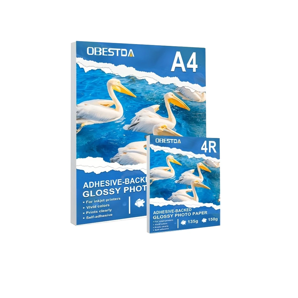 50 fogli A4 4R carta fotografica lucida autoadesiva 135 g/m2 adesivo su un solo lato carta per etichette fai da te per stampante a getto d'inchiostro qualità premium