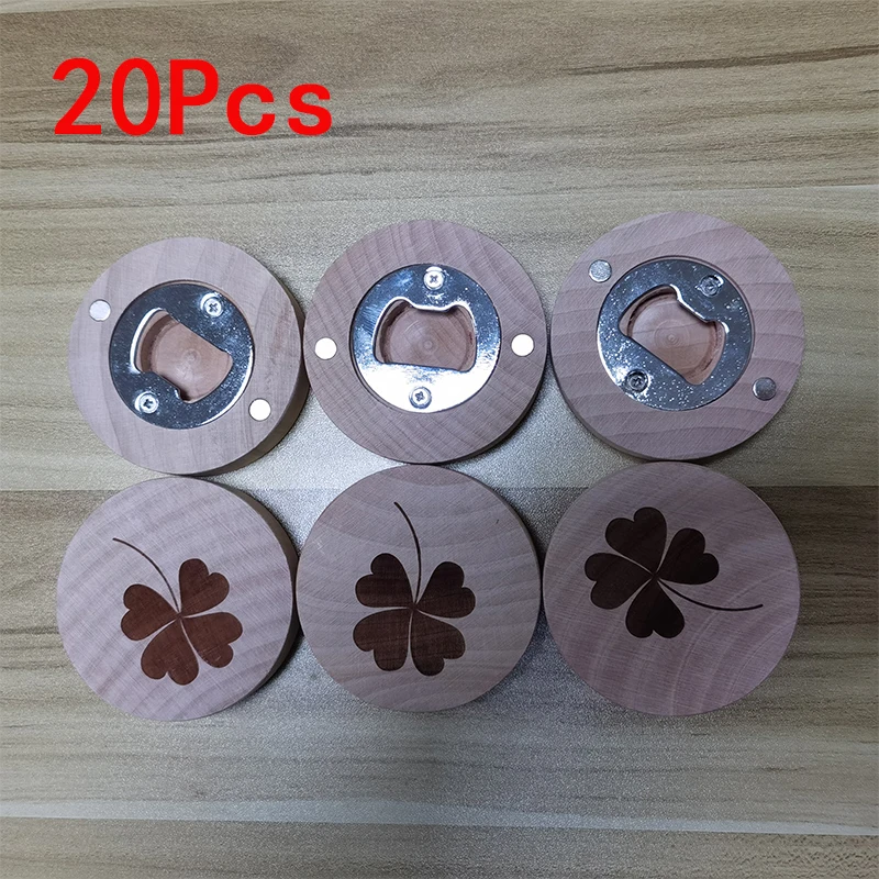 

20Pcs DIY Wood Fridge Four-leaf Clover Magnets Bottle Opener Photo Wall Message Magnet Sticker Home Refrigerators Decor