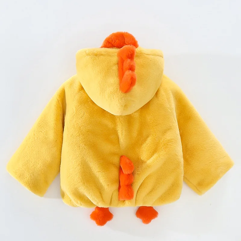 1 2 3 4 5 Year Baby Girls Clothes Cute Chick Plush Coat Winter Thicken Warm Fleece Baby Jacket Fashion Hooded Children Outerwear