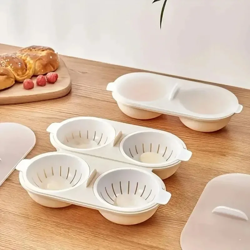 Double-Cup Egg Boiler Microwave Eggs Poacher Kitchen Gadget Hot Spring Egg Mold Cooking Tools Clear Water Lotus Egg Maker view 5