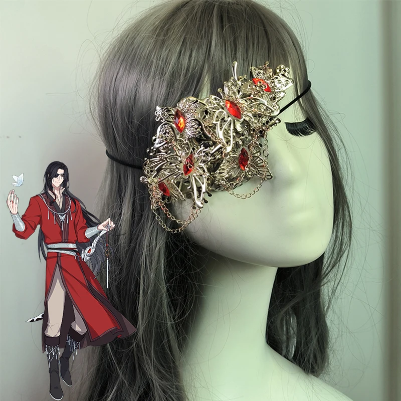 

Маска для глаз Heaven Official's Blessing San Lang, косплей Tian Guan Ci Fu Hua Cheng, тени для век с бабочкой, повязка на глаз, аксессуар для костюма