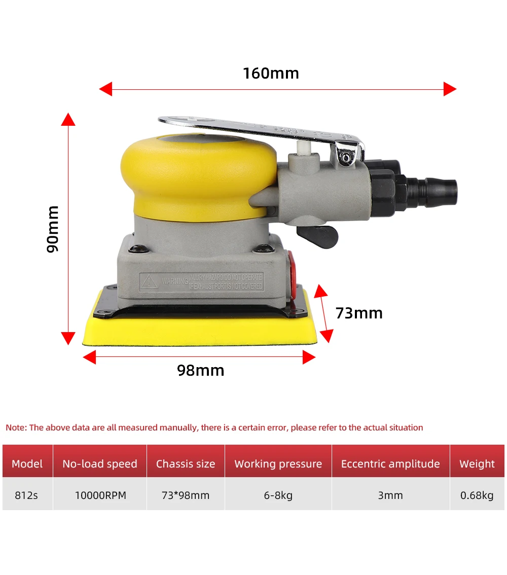 HIFESON Grindering Machine Car Air Sander Polisher With 20Pcs Sandpaper Pneumatic Cars Polishing Grinder Tool Square 70*100mm