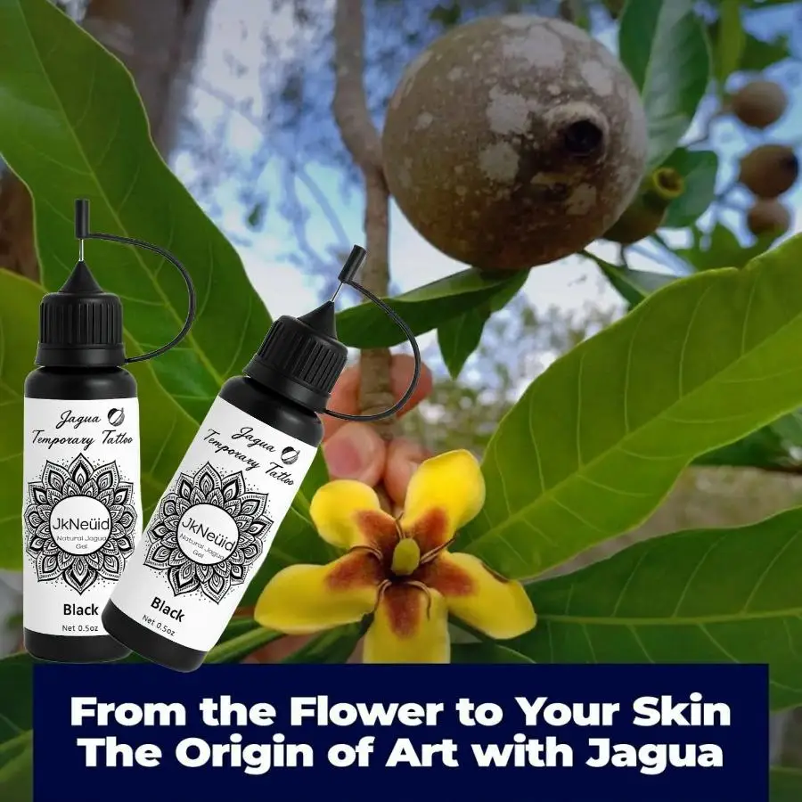قطعة واحدة من جل وشم جاجوا الطبيعي، وشم عميق مؤقت، مناسب لطلاء الجسم، لون أزرق وأسود يدوم 1-2 أسبوعًا، نبات نقي