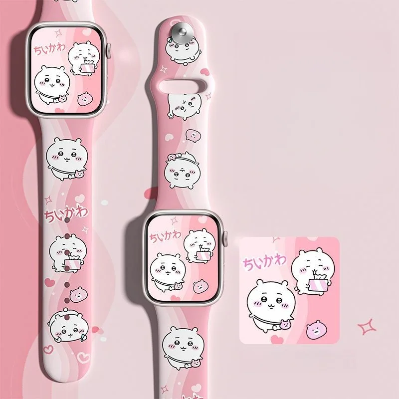 Anime Chiikawa Suitable for Iwatch Watch Strap S10/11 Hachiware Usagi Silicone for Applewatch Women's Model Cartoon Kawaii New
