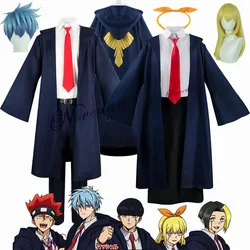Anime Mashle Magic and Muscles Cosplay Costume Mash Lance Rayne Lemon Easton Magic Academy Uniform Blue Cloak Coat Robe Wig