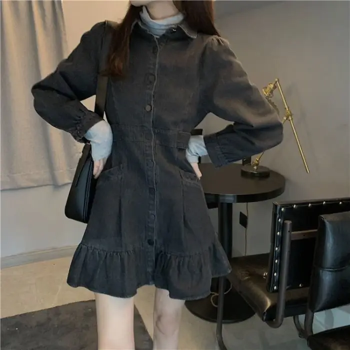 

Women Dresses Spring Denim Dress Women's Short Skirt Vestido De Mujer Femme Robe