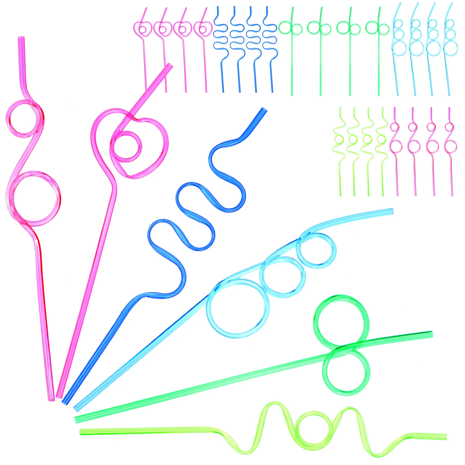 

30pcs Artistic Curved Straws Food Grade Plastic No Clean Needed For Party Birthday Gathering Juice Soda Wine Coffee Drinking