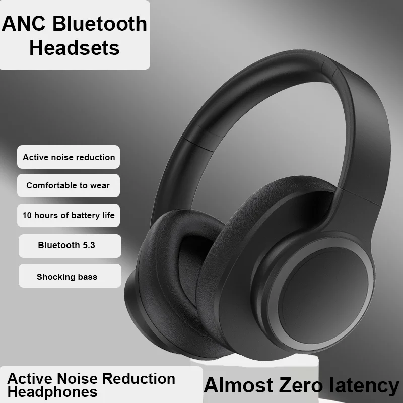 ANC Headphones Wireless Headsets Bluetooth Active Noise Reduction  with Mic Earpieces Music Game Sport Earphones Foldable P3960