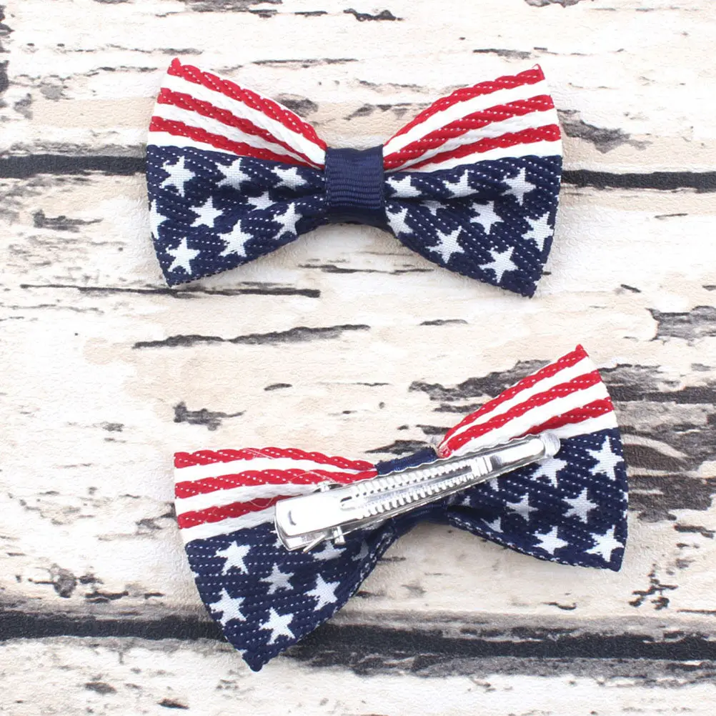 

2 шт. заколки для волос с американским флагом, патриотические заколки-бантики ко Дню независимости, модные аксессуары для волос, заколки ко Дню независимости