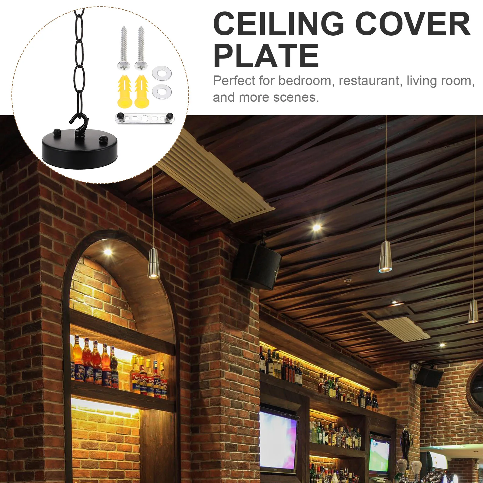 

1Set Vintage Iron Ceiling Plate Heavy Duty Chandelier Canopy Chain Rustic Pendant Light Fixture Mounting Kit for Bedroom